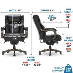 Office Chairs*La-Z-Boy Harnett Ergonomic Faux Leather Swivel Executive Chair, Black (46253A)