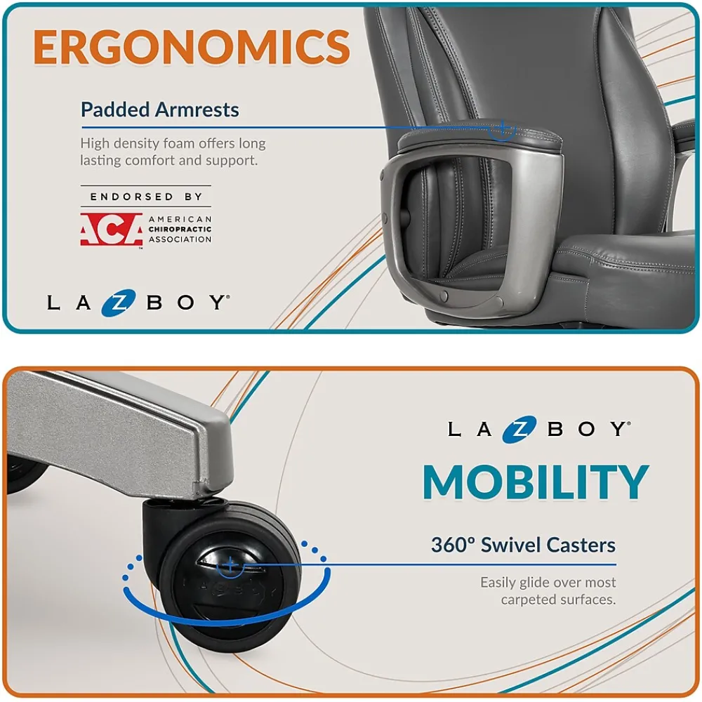 Ergonomic Chairs*La-Z-Boy Leather Executive Chair, (51446) Gray