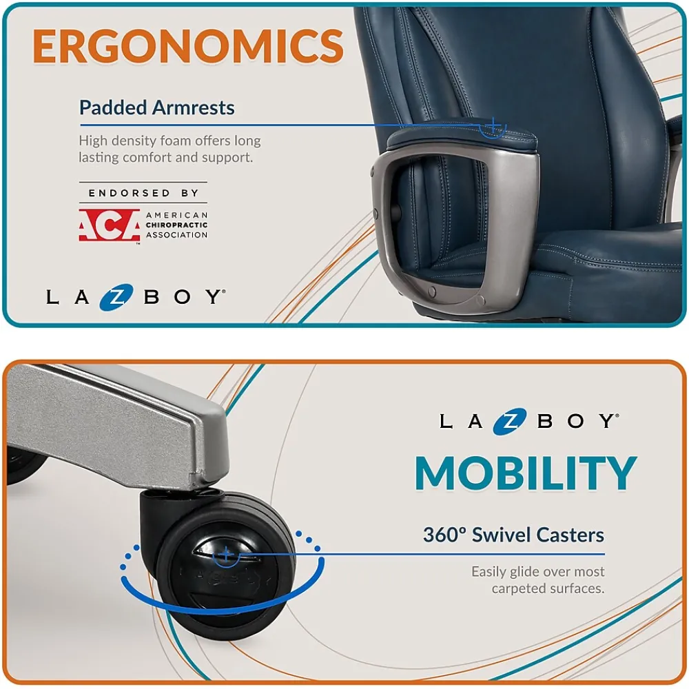 Ergonomic Chairs*La-Z-Boy Leather Executive Chair, (51447) Blue