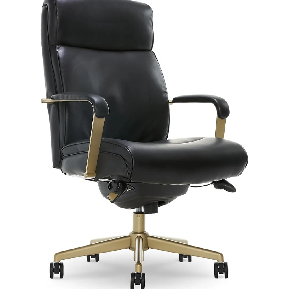 Office Chairs*La-Z-Boy Melrose Ergonomic Bonded Leather Swivel Executive Chair, Black (CHR10084A)