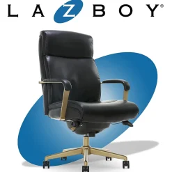 Office Chairs*La-Z-Boy Melrose Ergonomic Bonded Leather Swivel Executive Chair, Black (CHR10084A)