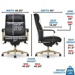 Office Chairs*La-Z-Boy Melrose Ergonomic Bonded Leather Swivel Executive Chair, Black (CHR10084A)