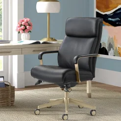 Office Chairs*La-Z-Boy Melrose Ergonomic Bonded Leather Swivel Executive Chair, Black (CHR10084A)