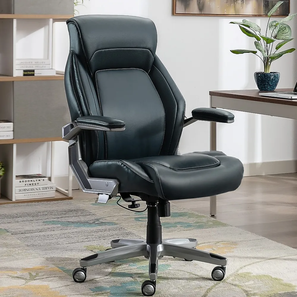 Ergonomic Chairs*La-Z-Boy Meyer Ergonomic Bonded Leather Swivel Executive Chair, (60082-NVY) Navy
