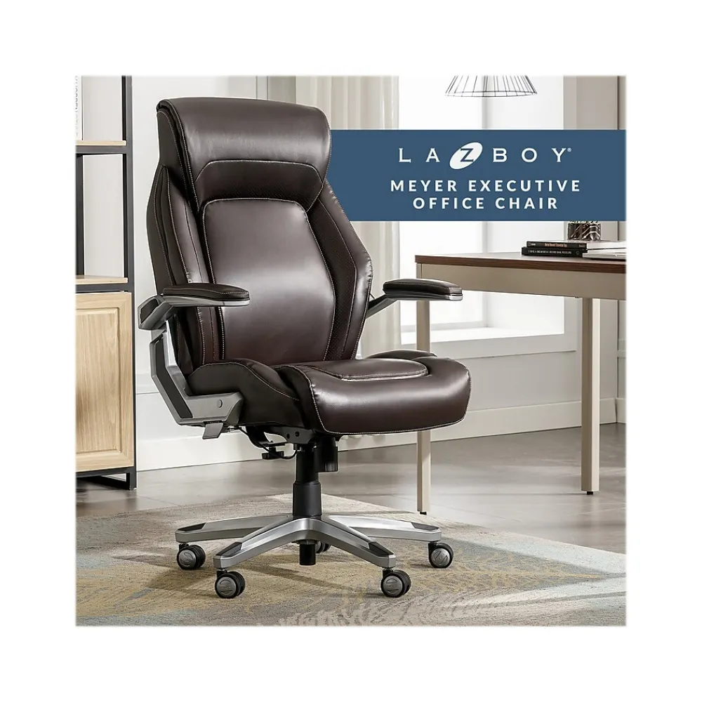 Ergonomic Chairs*La-Z-Boy Meyer Ergonomic Bonded Leather Swivel Executive Chair, (60082-BRN) Brown