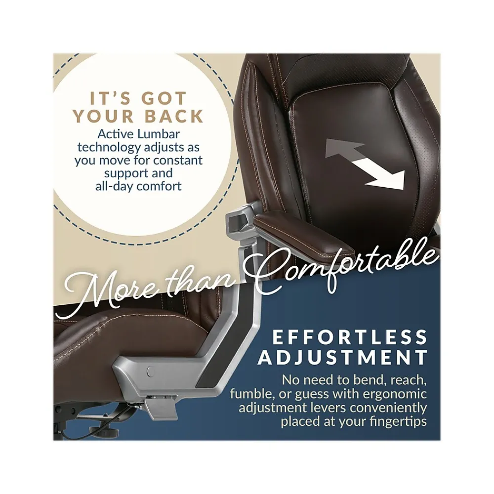 Ergonomic Chairs*La-Z-Boy Meyer Ergonomic Bonded Leather Swivel Executive Chair, (60082-BRN) Brown