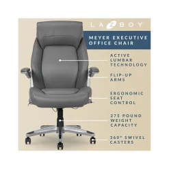 Ergonomic Chairs*La-Z-Boy Meyer Ergonomic Bonded Leather Swivel Executive Chair, (60082-GRY) Gray
