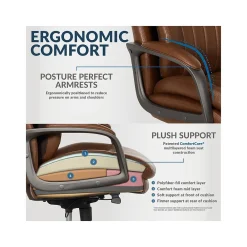 Ergonomic Chairs*La-Z-Boy Nova Ergonomic Polyurethane Swivel Executive Chair, (52372-CBRN) Cognac