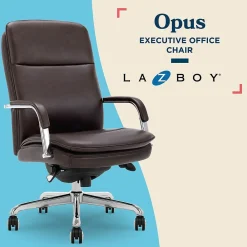 Office Chairs*La-Z-Boy Opus Ergonomic Bonded Leather Swivel Executive Chair, Dark Brown and Chrome (CCHR10015E)