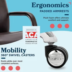 Office Chairs*La-Z-Boy Opus Ergonomic Bonded Leather Swivel Executive Chair, Dark Brown and Chrome (CCHR10015E)