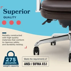 Office Chairs*La-Z-Boy Opus Ergonomic Bonded Leather Swivel Executive Chair, Dark Brown and Chrome (CCHR10015E)