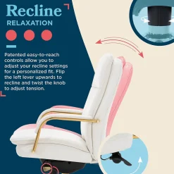 Office Chairs*La-Z-Boy Opus Ergonomic Bonded Leather Swivel Executive Chair, White and Gold (CCHR10015A)