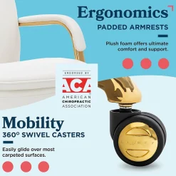 Office Chairs*La-Z-Boy Opus Ergonomic Bonded Leather Swivel Executive Chair, White and Gold (CCHR10015A)