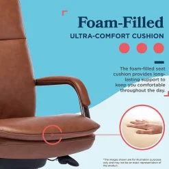 Office Chairs*La-Z-Boy Opus Ergonomic Bonded Leather Swivel Executive Chair, Cognac and Graphite (CCHR10015C)