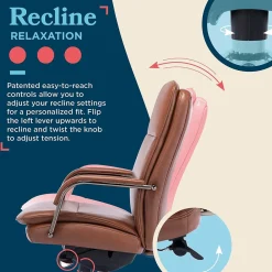 Office Chairs*La-Z-Boy Opus Ergonomic Bonded Leather Swivel Executive Chair, Cognac and Graphite (CCHR10015C)