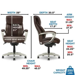 Office Chairs*La-Z-Boy Salerno Ergonomic Bonded Leather Swivel Executive Chair, Brown (45778-BRN)