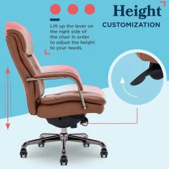 Office Chairs*La-Z-Boy Sonata Ergonomic Bonded Leather Swivel Executive Chair, Cognac and Graphite (CCHR10014C)