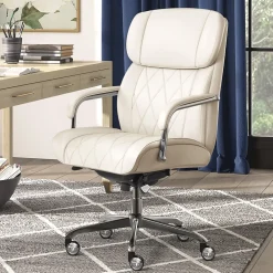 Office Chairs*La-Z-Boy Sutherland Ergonomic Faux Leather Swivel Computer and Desk Chair, (CHR10048C) Ivory