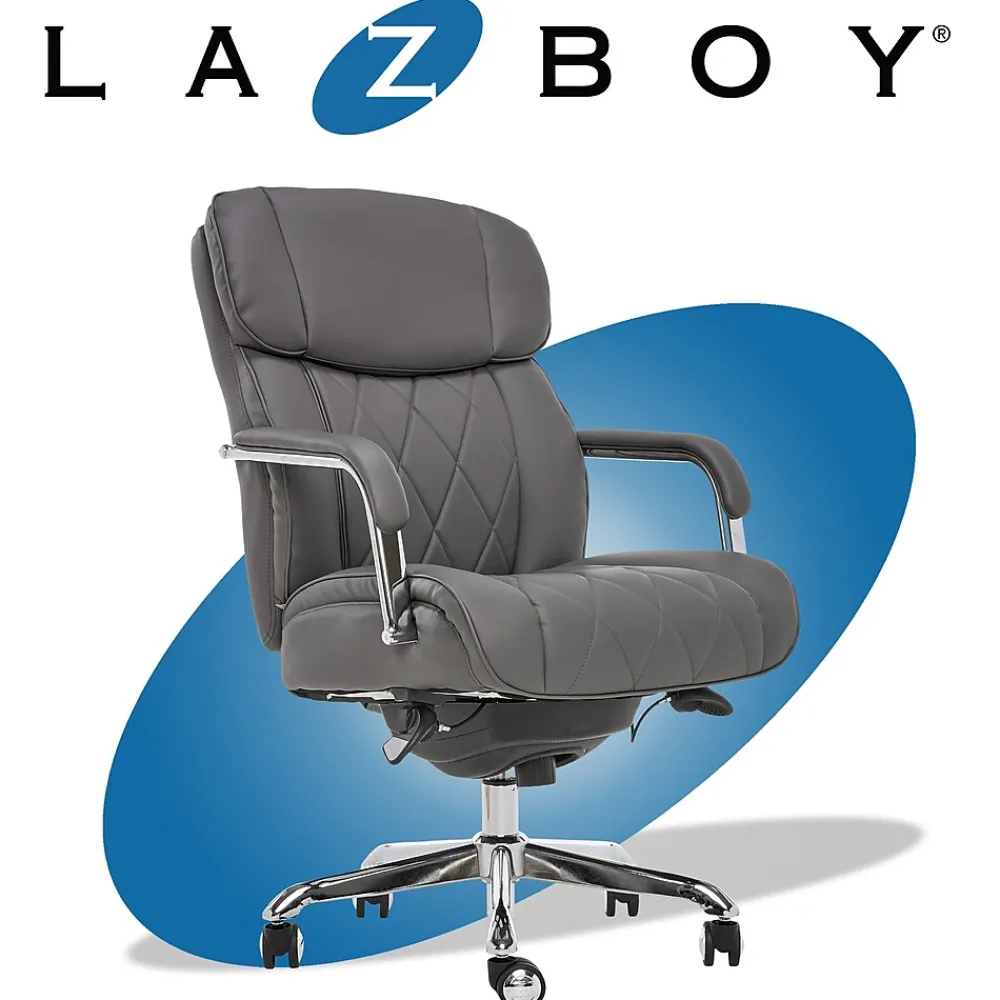 Ergonomic Chairs*La-Z-Boy Sutherland Ergonomic Faux Leather Swivel Computer and Desk Chair, (CHR10048B) Gray