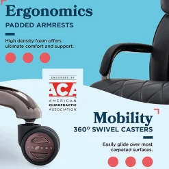 Office Chairs*La-Z-Boy Symphony Ergonomic Bonded Leather Swivel Executive Chair, Black and Graphite (CCHR10013E)