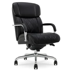 Office Chairs*La-Z-Boy Symphony Ergonomic Bonded Leather Swivel Executive Chair, Black and Chrome (CCHR10013D)
