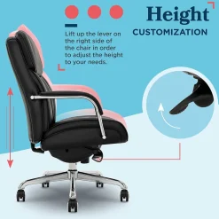 Office Chairs*La-Z-Boy Symphony Ergonomic Bonded Leather Swivel Executive Chair, Black and Chrome (CCHR10013D)