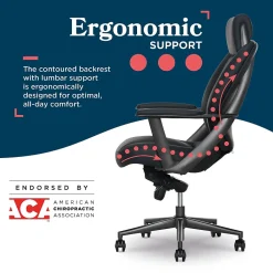 Office Chairs*La-Z-Boy Vannes Ergonomic Faux Leather Swivel Executive Chair, Black (60101-BLK)