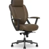 Office Chairs*La-Z-Boy Vannes Ergonomic Faux Leather Swivel Executive Chair, Brown (60101-BRN)