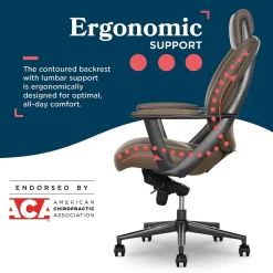 Office Chairs*La-Z-Boy Vannes Ergonomic Faux Leather Swivel Executive Chair, Brown (60101-BRN)