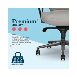 Office Chairs*La-Z-Boy Vannes Ergonomic Polyurethane Swivel Executive Chair, Gray (60101-GRY)