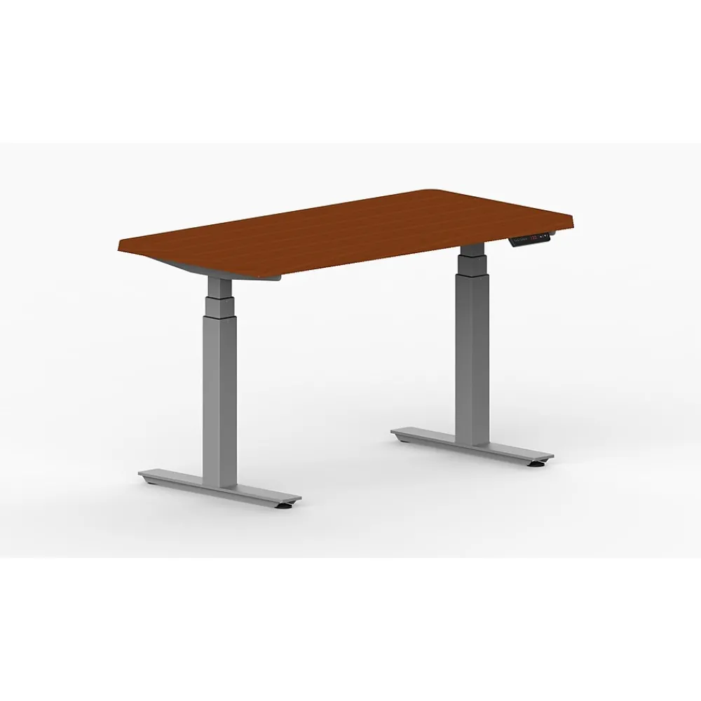 Standing Desks*Life Flo LifeFlo Ergonomics Height Adjustable Desk, 48"W x 24"D x 1 1/8" Thick, Cherry (LFO-4824-E2-CH)
