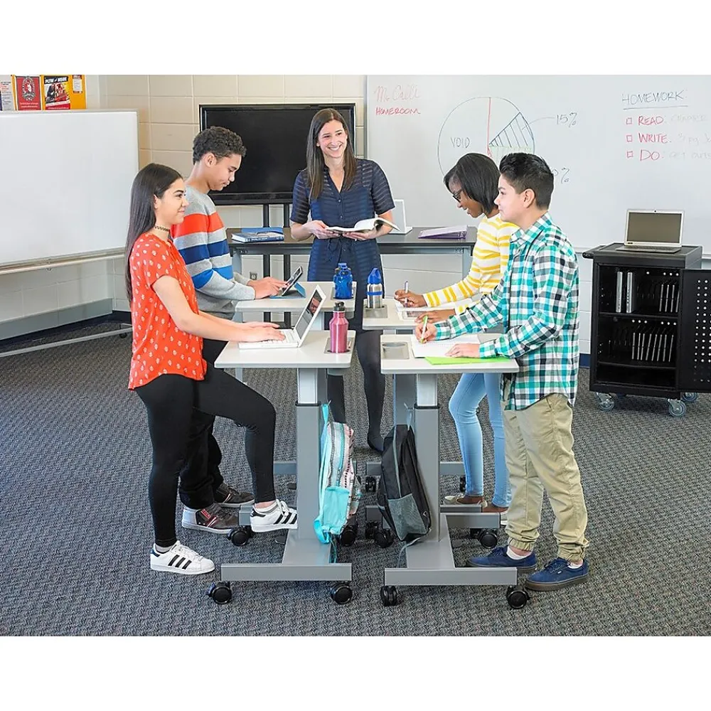 Standing Desks*Luxor Adjustable Gray Steel Student Desk 29"-43.5"H (STUDENT-P)