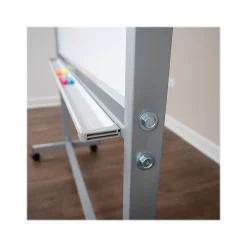 Dry Erase*Luxor Dry-Erase Mobile Combination Ghost Grid/Whiteboard, Aluminum Frame, 36