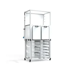Dry Erase*Luxor Dry-Erase Mobile Modular Teacher Whiteboard with Storage, Steel Frame, 36" x 32" (MBSRWSTN)