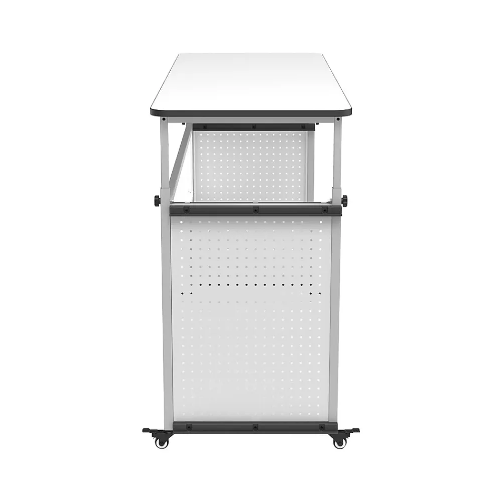Standing Desks*Luxor 32"-38"H Adjustable Standing Modular Teacher Desk, White/Gray (DTTB002)