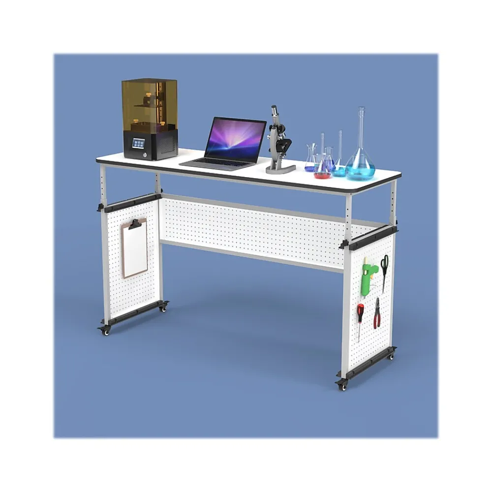 Standing Desks*Luxor 32"-38"H Adjustable Standing Modular Teacher Desk, White/Gray (DTTB002)