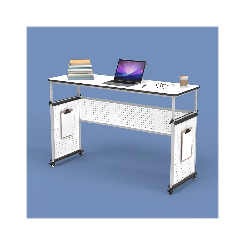 Standing Desks*Luxor 32"-38"H Adjustable Standing Modular Teacher Desk, White/Gray (DTTB002)