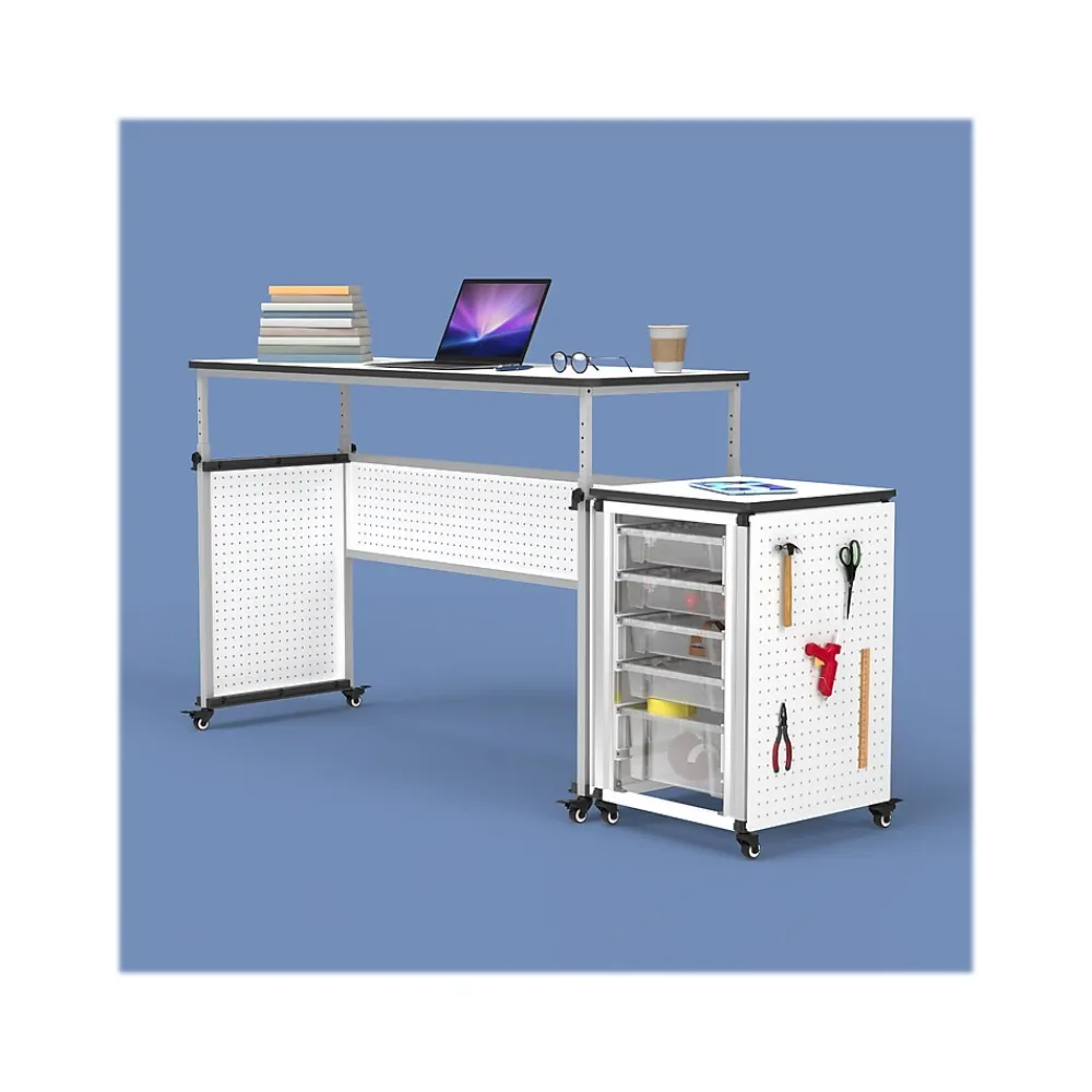 Standing Desks*Luxor 32"-38"H Adjustable Standing Modular Teacher Desk, White/Gray (DTTB002)