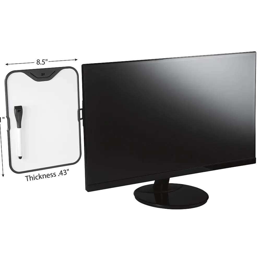 Dry Erase*3M ™ Monitor Whiteboard with Document Clip, Black (MWB100B)
