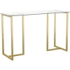 Computer Desks*Martha Stewart Eli 47"W Glass/Steel Home Office Desk, Clear/Polished Brass (XUDK1GLD)