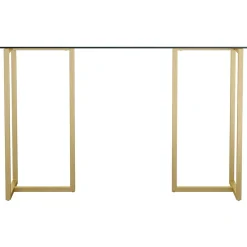 Computer Desks*Martha Stewart Eli 47"W Glass/Steel Home Office Desk, Clear/Polished Brass (XUDK1GLD)