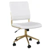 Office Chairs*Martha Stewart Ivy Armless Faux Leather Swivel Office Chair, White/Polished Brass (CH2209211WHGLD)