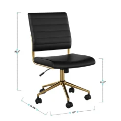 Office Chairs*Martha Stewart Ivy Armless Faux Leather Swivel Office Chair, Black/Polished Brass (CH2209211BKGLD)