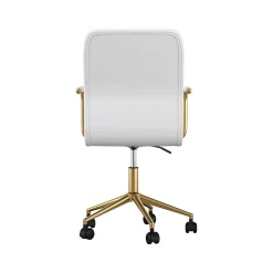 Office Chairs*Martha Stewart Taytum Ergonomic Faux Leather Swivel Office Chair, White (CH142370WHGLD)