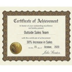 Awards & Certificates*Masterpiece Stock Achievement Certificates, 8.5" x 11", Ivory, 6/Pack (930100)