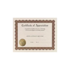 Awards & Certificates*Masterpiece Studios Appreciation Certificates, 8.5" x 11", Metallic Gold, 18/Pack (20104238)