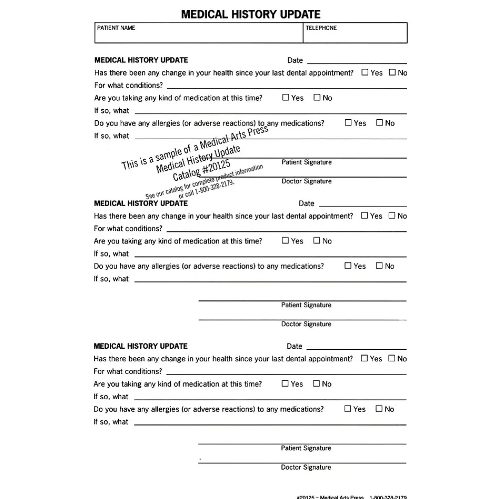 Medical Forms*Medical Arts Press ® History Update Form, Dental