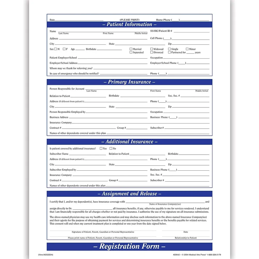 Medical Forms*Medical Arts Press ® Patient Registration; Purple FormFamily™