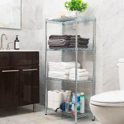 Shelving*Mind Reader 4 Shelf Adjustable Garage Shelving, 11.75"W, Chrome Plate (4TSHELVU-SIL)