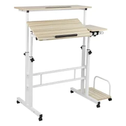 Standing Desks*Mind Reader Woodland Collection 21"W Manual Adjustable Standing Desk, White (SDROLLXL-WHT)